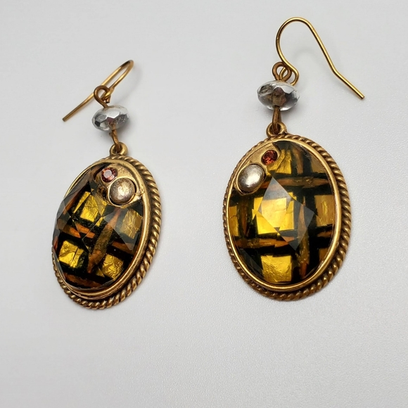 Chico's French Wire Back Pierced Multi Colored Oval Earrings - Picture 5 of 6